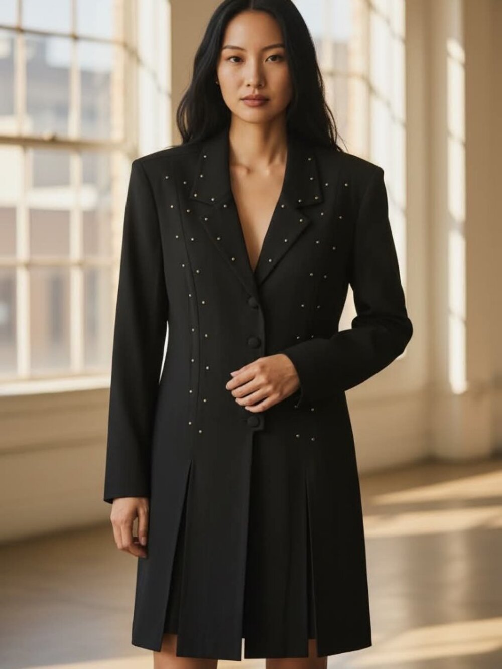 Vintage 1990 Lew Magram Black Jacket Studs Sz 12